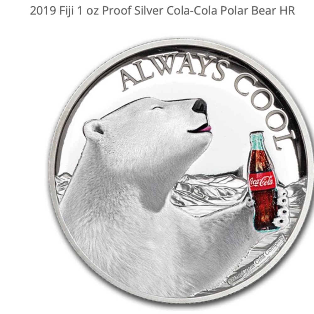 2019 Fiji 1 oz Proof Silver Cola-Cola Polar Bear HR Special Limited ed.SOLD OUT